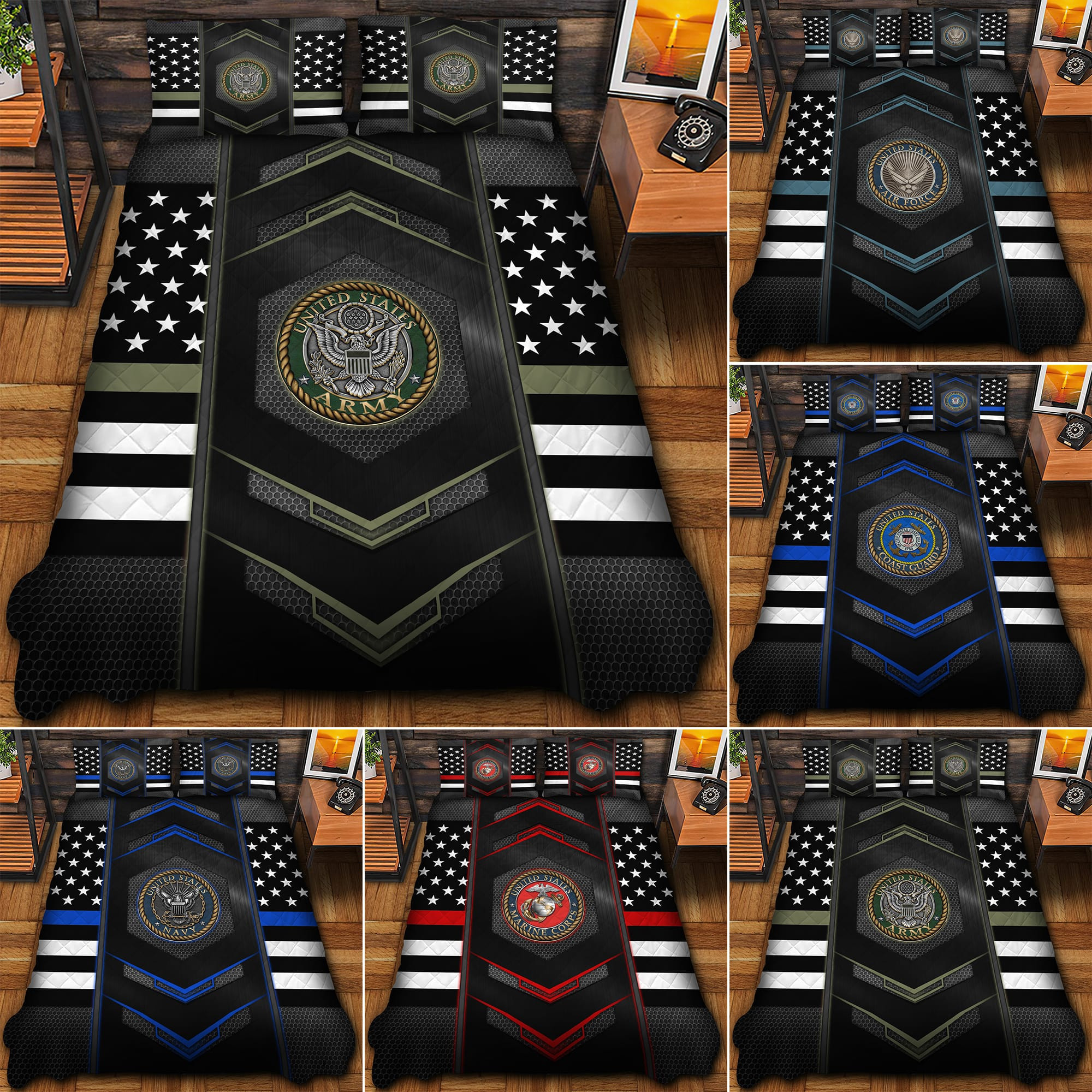 1665199914afc01aa12f.jpeg Premium Multiple Services US Veteran Bedding Set NPVC050908 - Image 1