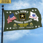 US Army Personalized American Flag, Gift For Him Military, Army Veteran Grommet Flag YSYF101801 - Image 2
