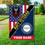 Premium Custom Name, Rank, Unit US Navy American Flag, Gift For Navy Veteran Garden Flag - House Flag VPVC104002 - Image 2