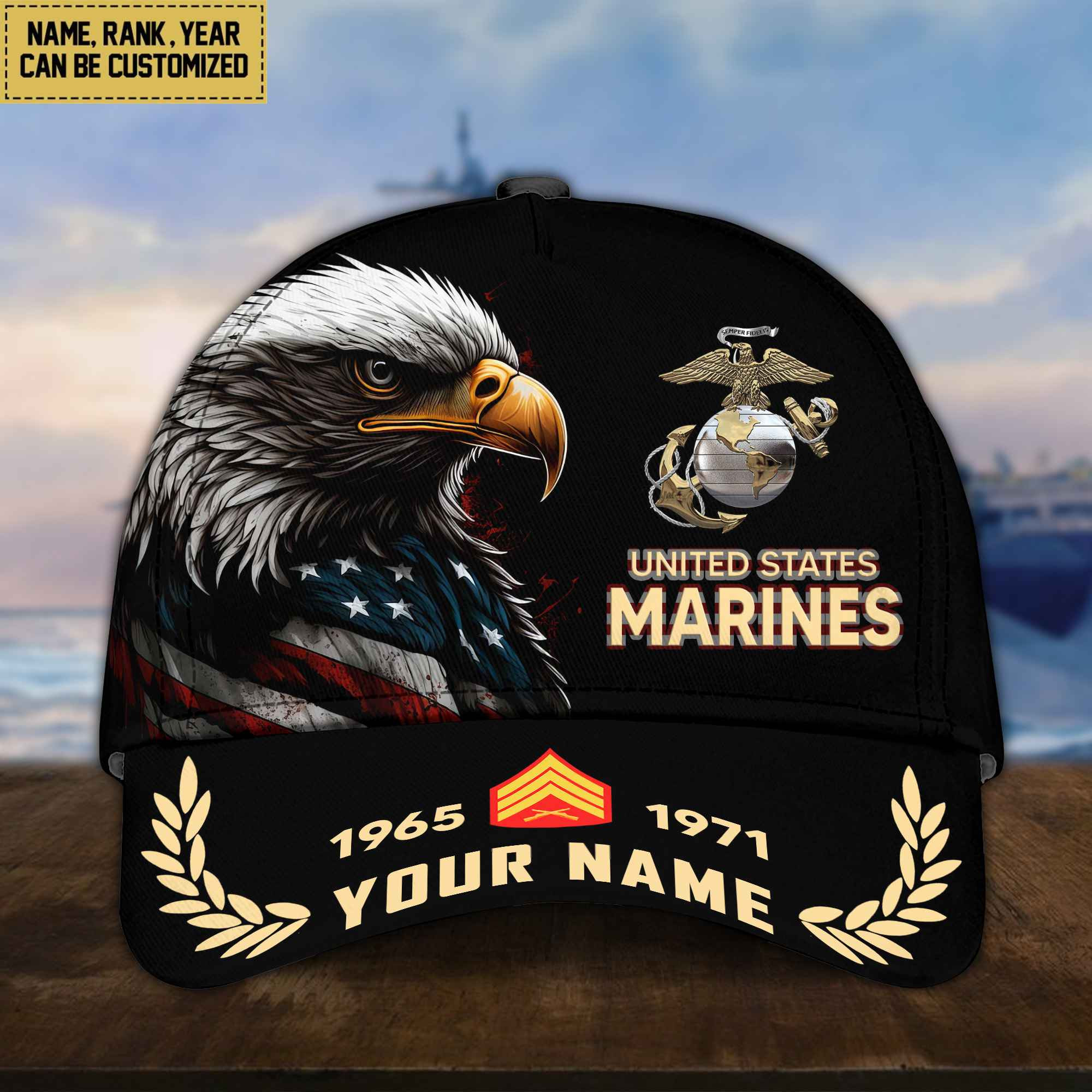 1717139505276.jpg Premium Personalized USMC Veteran Cap, Hat For Marine Veteran VPVC002203 - Image 1