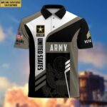 Unique Custom US Army Polo Shirt, Custom Name, Rank, Gifts for Army Veteran, Veterans Day, Father's Day VPVC203901