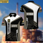 Unique Custom US Army Polo Shirt, Custom Name, Rank, Gifts for Army Veteran, Veterans Day, Father's Day VPVC203901 - Image 3