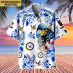 US Navy Hawaii Shirt With Pocket, Custom Rank, Name, Gifts For Navy Veteran VPVC401602