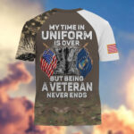 Premium My Time In Uniform Is Over But Being A Veteran Never Ends US Veterans T-Shirt APHN300701 - Image 21