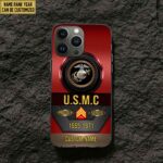 Custom Name, Rank USMC Veteran Phone Case, Gifts For Marine Veteran, Gifts For Dad, For Husband YSYF500603 - Image 2