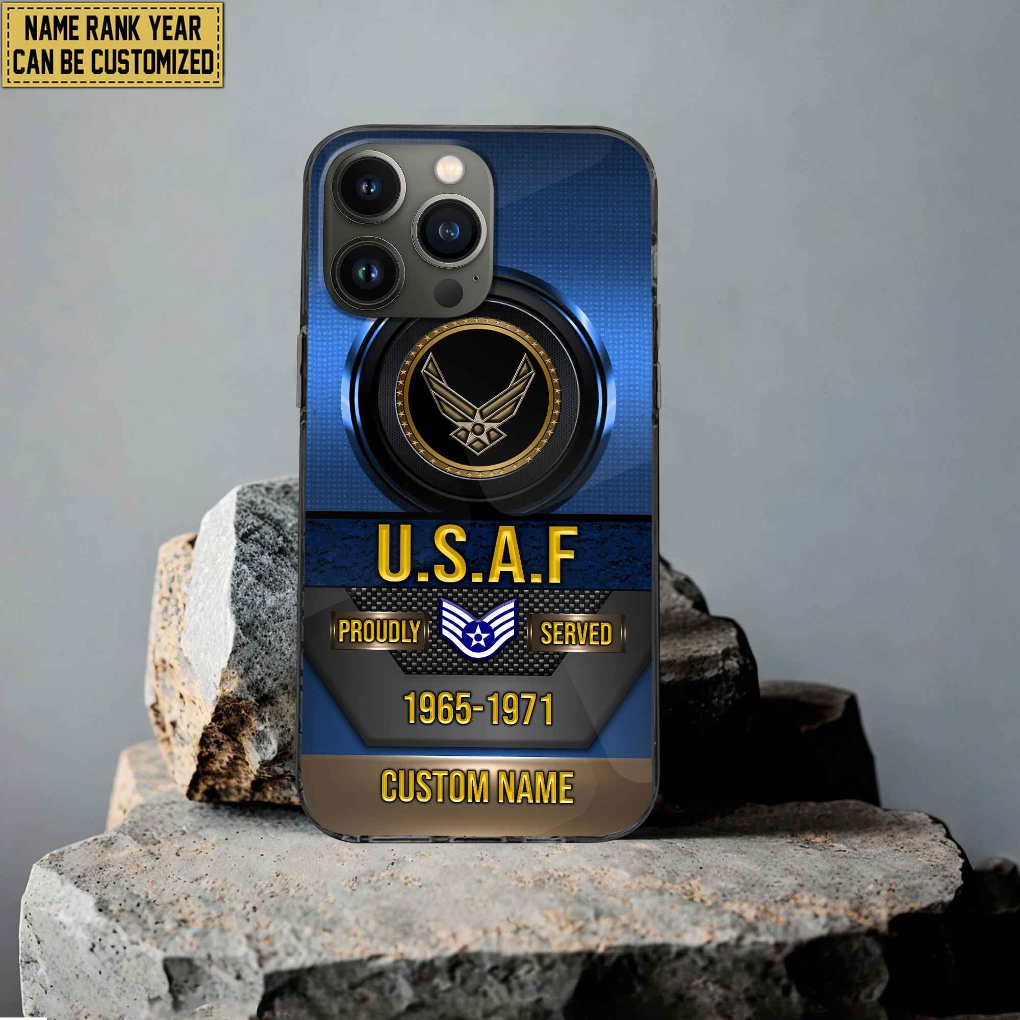 1722506346944.jpg Premium Custom Name, Rank USAF Veteran Phone Case, Gifts For Air Force Veteran, Gifts For Dad, For Husband VPVC500604 - Image 1