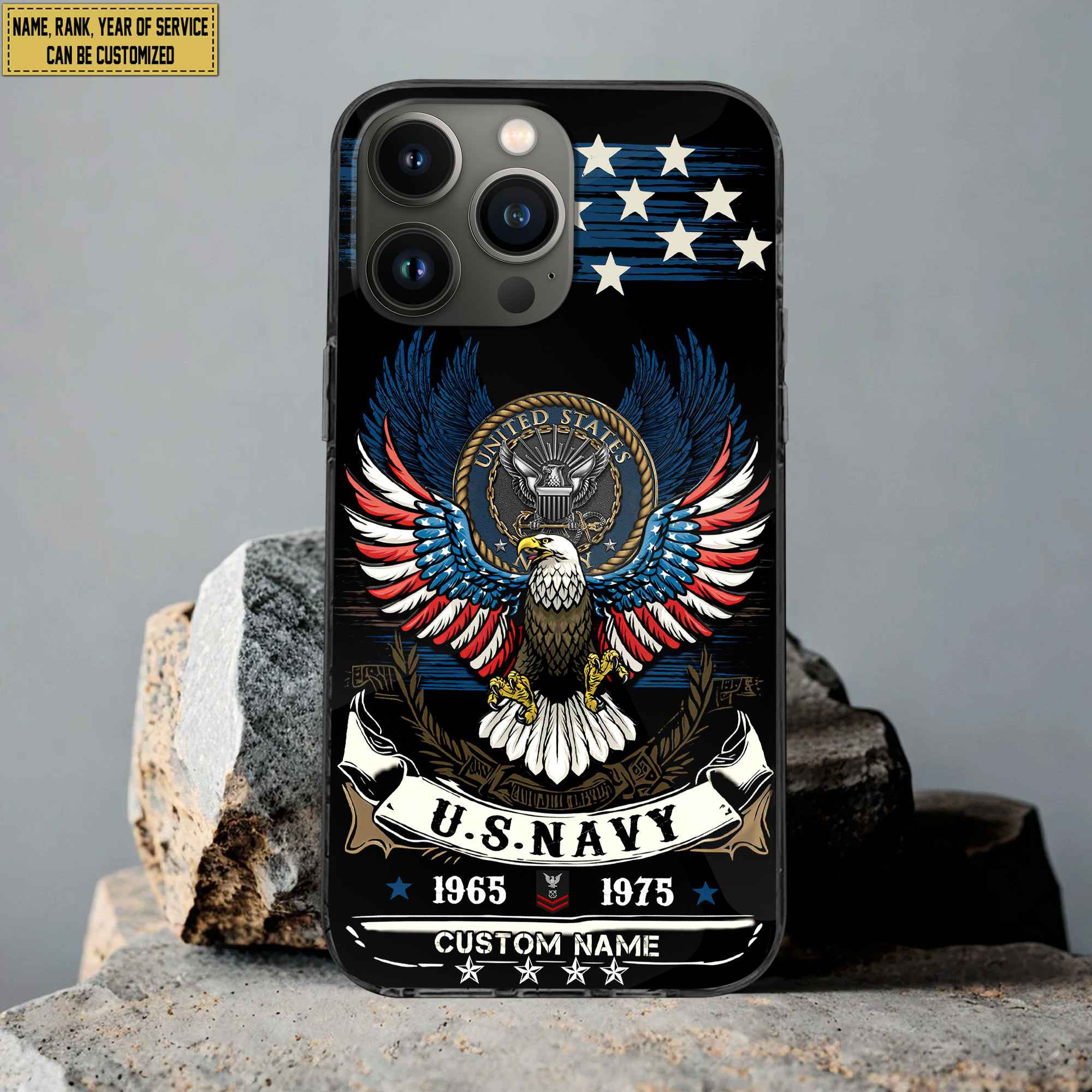 1722572509442.jpg Premium Custom Name, Rank Navy Veteran Phone Case, Gifts For Navy Veteran, Gifts For Dad, For Husband VPVC500502 - Image 1