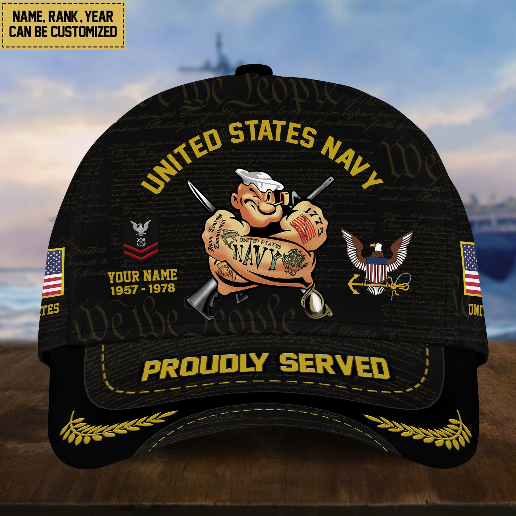 1724744691680.jpg Premium Custom Name, Rank, Year US Navy Veteran Cap, Gifts for Navy Veteran, Gifts for Dad, for Husband VPVC003502 - Image 1