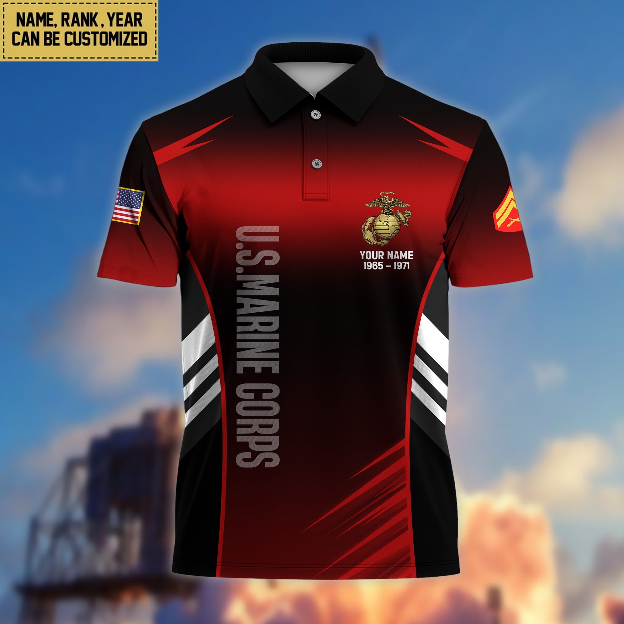 1725869807933.jpg USMC Polo Shirt, Gift for Grandpa Dad Husband, Gift for Marine Veteran VPVC200903 - Image 1