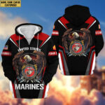 Premium USMC Zip Hoodie VPVC601703, Custom Name, Rank, Gifts For Marine Veteran - Image 3