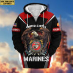 Premium USMC Zip Hoodie VPVC601703, Custom Name, Rank, Gifts For Marine Veteran