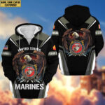 Premium USMC Zip Hoodie VPVC601703, Custom Name, Rank, Gifts For Marine Veteran - Image 6