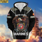 Premium USMC Zip Hoodie VPVC601703, Custom Name, Rank, Gifts For Marine Veteran - Image 4