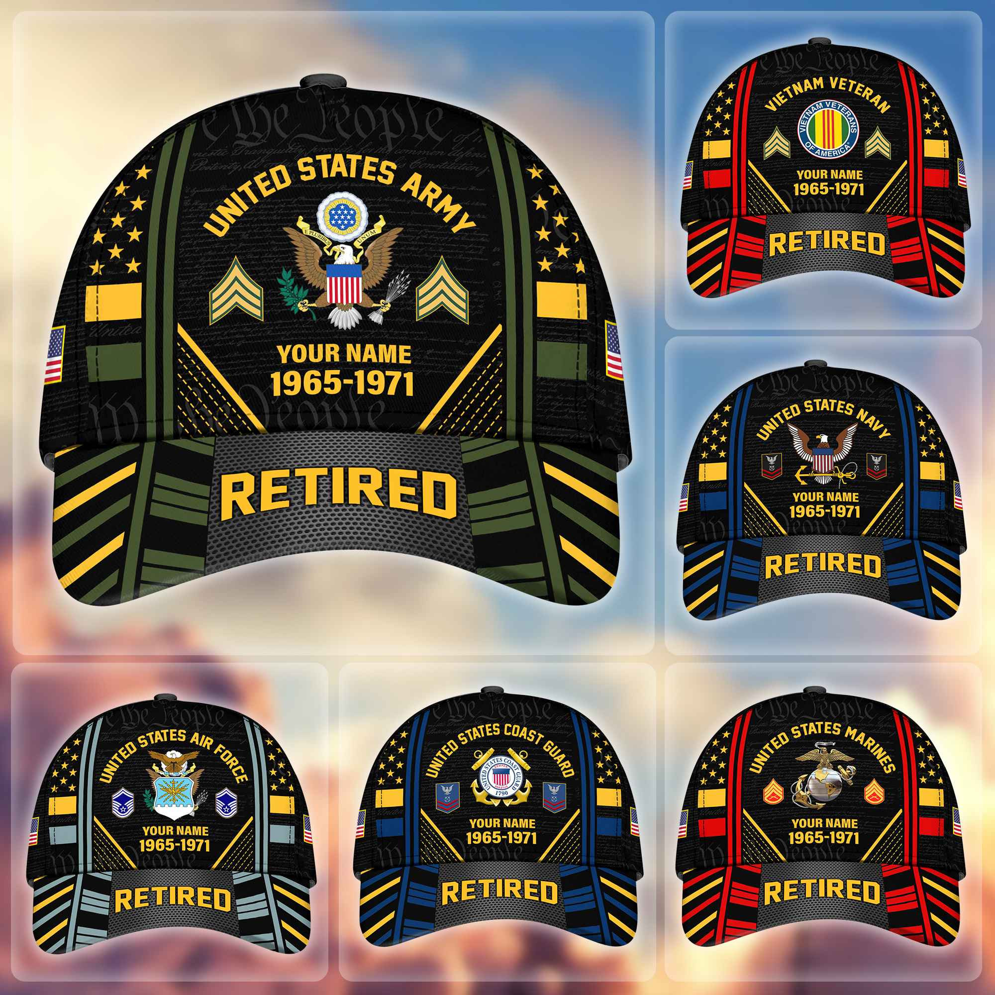1730260221378.jpg Premium Custom Name, Rank, Years Of Service US Retired Cap BPVC301010 - Image 1