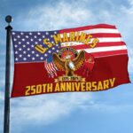 Premium USMC Grommet Flag VPVC120026, 250th Anniversary Marine Corps Flag, Gifts For Marine Veteran, Best Gifts On Father's Day, Veterans Day. - Image 2