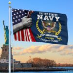 Premium US Navy Grommet Flag VPVC120040, 250th Anniversary Navy Flag, Gifts For Navy Veteran, Best Gifts On Father's Day, Veterans Day.