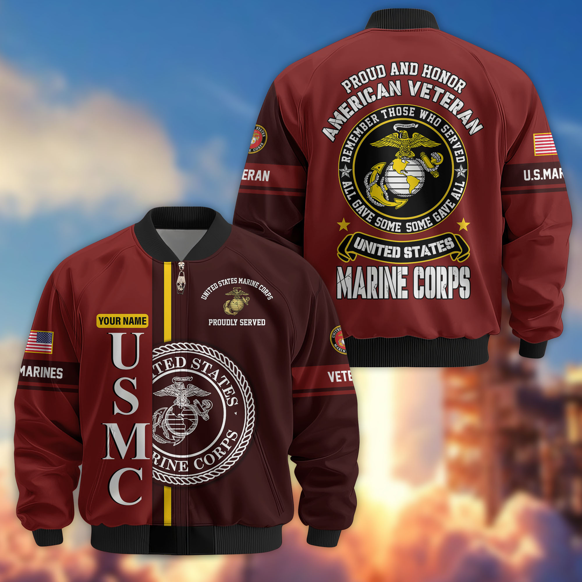 1756194658321.jpg Premium Custom USMC Veteran Bomber Jacket VPVC802103, Gifts For Marine Veteran, Gifts On Father's Day, Veterans Day. - Image 1