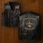 Premium US Veterans Custom Leather Motor Vest VPVC702138, Gifts For US Veteran, Gifts On Father's Day, Veterans Day.