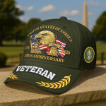Premium America 250th Anniversary Embroidered US Veterans Hats CPVC100301, Gifts For U.S. Veterans, Gifts For Independence Day, Veterans Day. - Image 4