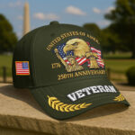 Premium America 250th Anniversary Embroidered US Veterans Hats CPVC100301, Gifts For U.S. Veterans, Gifts For Independence Day, Veterans Day. - Image 3