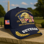 Premium America 250th Anniversary Embroidered US Veterans Hats CPVC100301, Gifts For U.S. Veterans, Gifts For Independence Day, Veterans Day. - Image 21