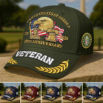 Premium America 250th Anniversary Embroidered US Veterans Hats CPVC100301, Gifts For U.S. Veterans, Gifts For Independence Day, Veterans Day.