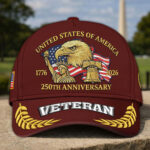 Premium America 250th Anniversary Embroidered US Veterans Hats CPVC100301, Gifts For U.S. Veterans, Gifts For Independence Day, Veterans Day. - Image 14