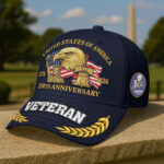 Premium America 250th Anniversary Embroidered US Veterans Hats CPVC100301, Gifts For U.S. Veterans, Gifts For Independence Day, Veterans Day. - Image 13