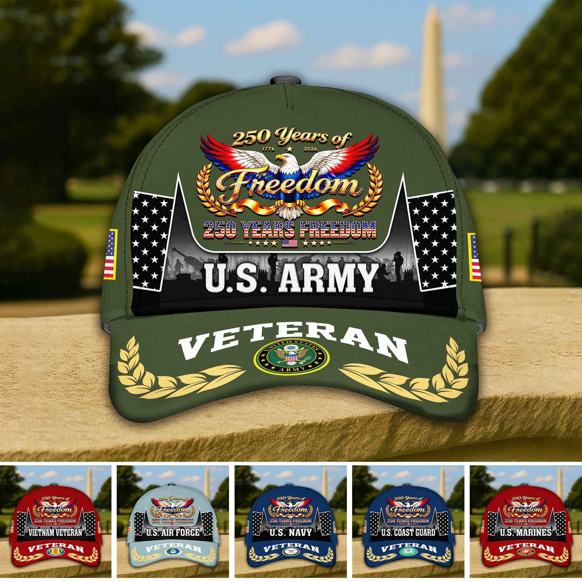 1774323424416.jpg Premium America 250th Anniversary US Veterans Baseball Hats ATTN230321, Gifts For U.S. Veterans, Gifts For Independence Day, Veterans Day. - Image 1
